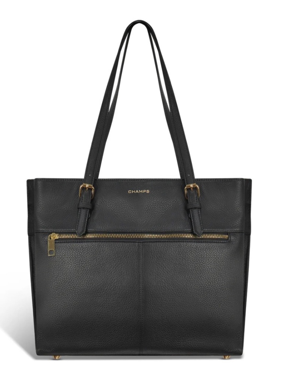 Champs Black Tote with Gold-Tone Zip and Hardware NWT